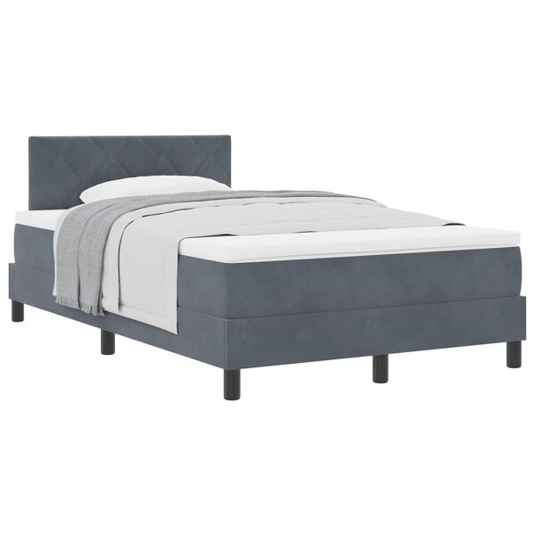 vidaXL Lit &agrave; ressorts avec matelas Gris fonc&eacute; 120 x 190 cm Velours