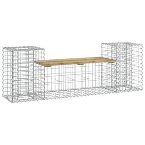 vidaXL Banc de jardin design gabion 183x41x60,5cm bois de pin impr&eacute;gn&eacute;