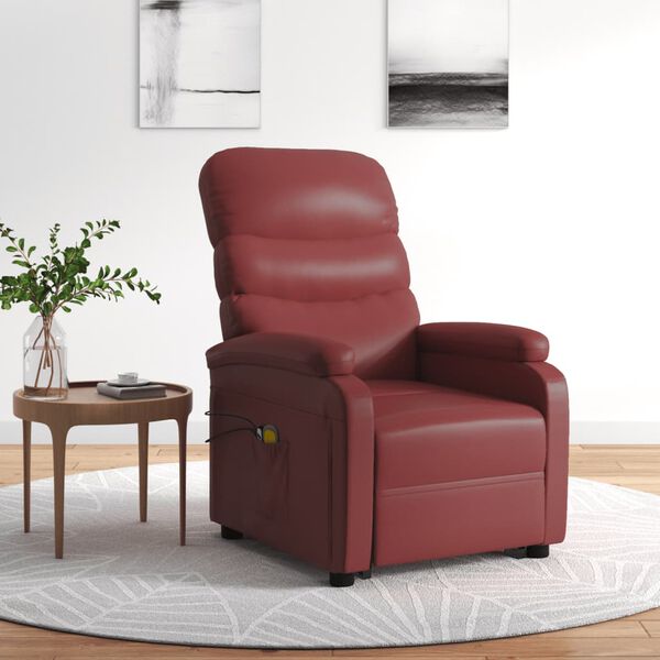 vidaXL Fauteuil de massage Rouge bordeaux Similicuir