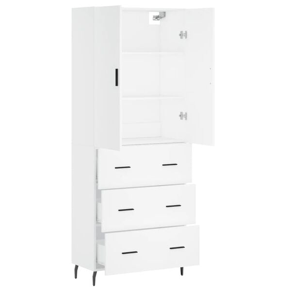 vidaXL Buffet haut Blanc 69,5x34x180 cm Bois d'ingénierie