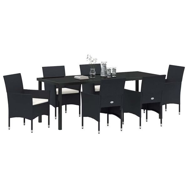 vidaXL Ensemble de salle à manger pour jardin 7 pcs Noir polyrotin