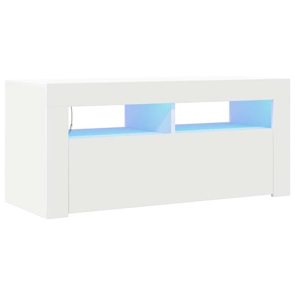 vidaXL Meuble TV avec lumi&egrave;res LED blanc 90x35x40 cm
