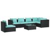 vidaXL Salon de jardin 7 pcs avec coussins R&eacute;sine tress&eacute;e Noir