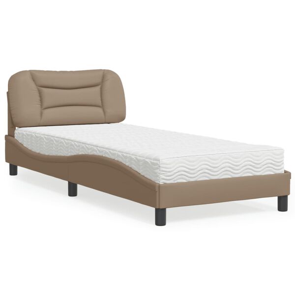 vidaXL Lit avec matelas Hvar cappuccino 90x200 cm similicuir