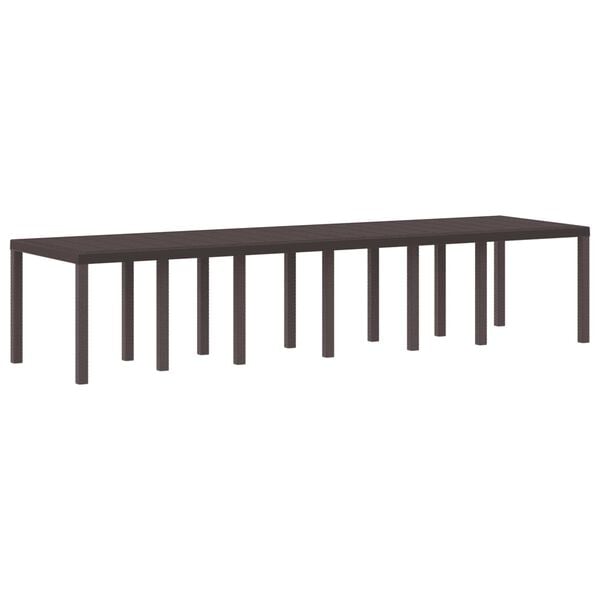 vidaXL Table de jardin pour repas Marron 350 x 100 x 73 cm polyrotin