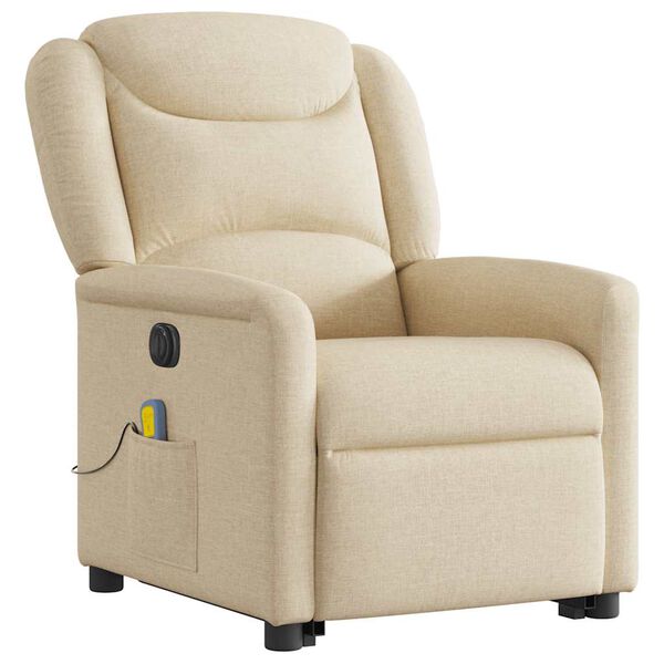 vidaXL Fauteuil inclinable de massage &eacute;lectrique Cr&egrave;me Tissu