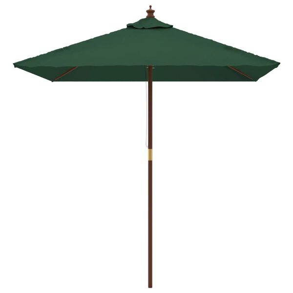 vidaXL Parasol de jardin avec m&acirc;t en bois vert 198x198x231 cm