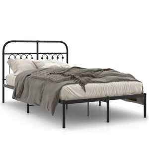 vidaXL Cadre de lit m&eacute;tal sans matelas avec t&ecirc;te de lit noir 120x200cm