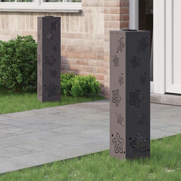 vidaXL Lumi&egrave;re de chemin LED solaire 2 pcs Noir Acier lamin&eacute; &agrave; froid