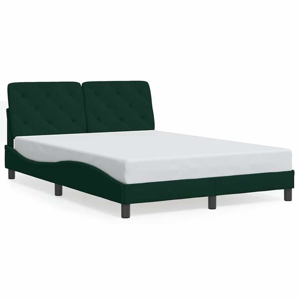 vidaXL Cadre de lit sans matelas vert fonc&eacute; 140x190 cm velours