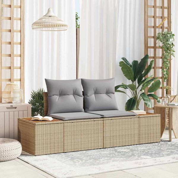 vidaXL Canap&eacute; de jardin Beige 184 x 62 x 85cm polyrotin