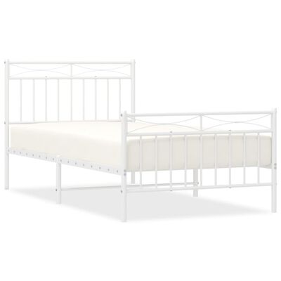 vidaXL Cadre de lit métal avec tête de lit/pied de lit blanc 100x190cm