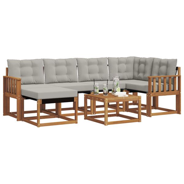 vidaXL Ensemble de canap&eacute;s d'ext&eacute;rieur 7 pcs Gris Naturel et Clair