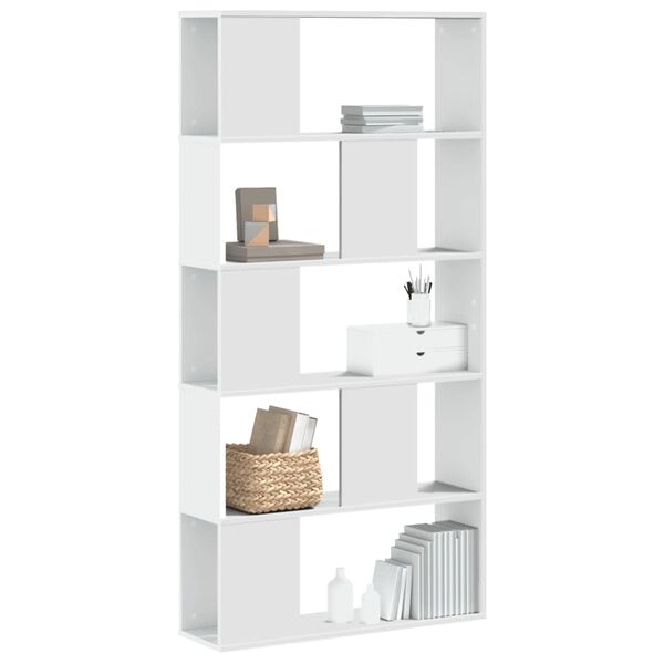 vidaXL Biblioth&egrave;que 5 niveaux blanc 80,5x23,5x162,5 cm bois ing&eacute;nierie