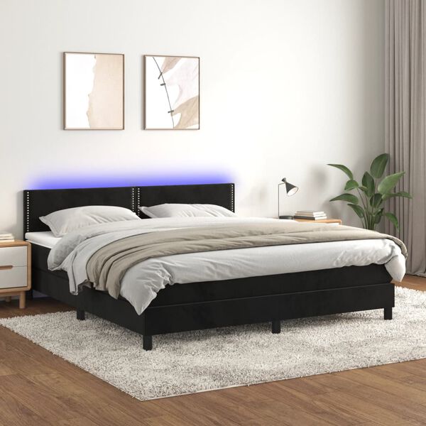 vidaXL Sommier &agrave; lattes de lit avec matelas LED Noir 160x200 cm