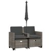 vidaXL Canapé de jardin 2 places avec parasol et tabourets gris rotin