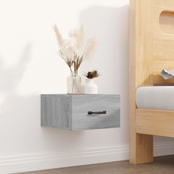 vidaXL Table de chevet murale Sonoma gris 35x35x20 cm