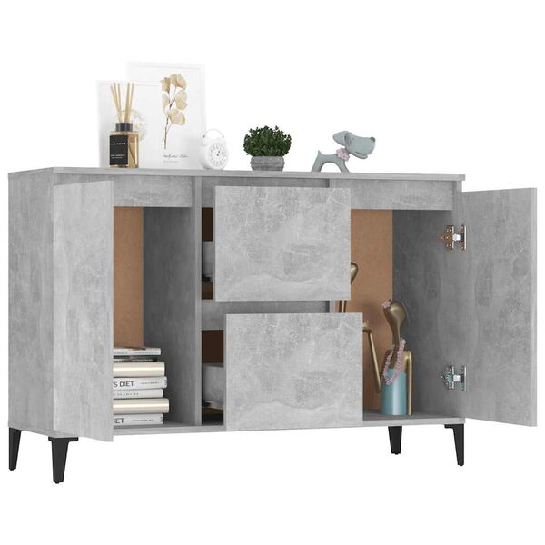 vidaXL Buffet gris b&eacute;ton 102x35x70 cm bois d'ing&eacute;nierie