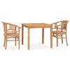 vidaXL Ensemble à manger de jardin 3 pcs Bois de teck solide