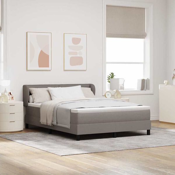 vidaXL Lit &agrave; ressorts avec matelas Taupe 160 x 200 cm tissu