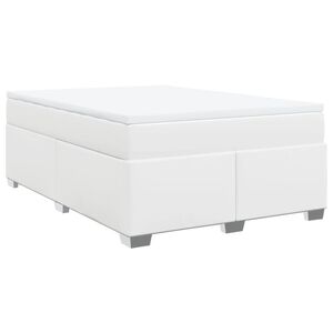 vidaXL Sommier &agrave; lattes de lit avec matelas Blanc 160x200cm Similicuir