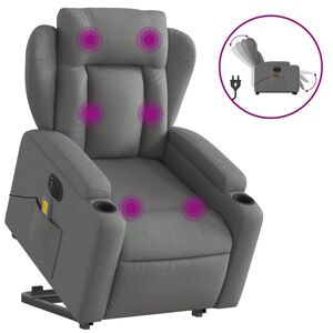 vidaXL Fauteuil inclinable de massage électrique Gris foncé Tissu