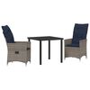 vidaXL Ensemble table et chaises 3 pc Gris Rotin PE