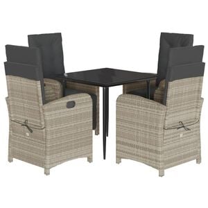 vidaXL Ensemble &agrave; manger de jardin et coussins 5 pcs gris clair rotin