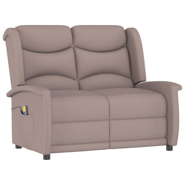 vidaXL Fauteuil de massage inclinable 2 places taupe tissu microfibre
