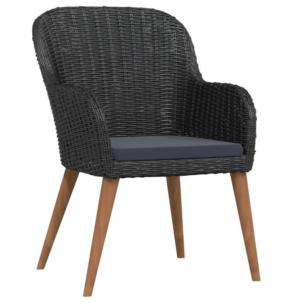 vidaXL Ensemble &agrave; manger de jardin avec coussins 5 pcs Noir