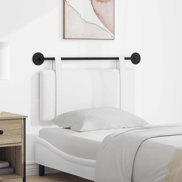 vidaXL T&ecirc;te de lit suspendue Montage mural Blanc 100 x 55 x 5 cm tissu