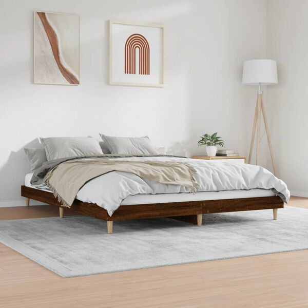 vidaXL Cadre de lit sans matelas chêne marron 150x200 cm