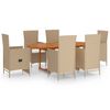 vidaXL Ensemble &agrave; manger de jardin 7 pcs R&eacute;sine tress&eacute;e Beige