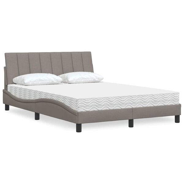 vidaXL Lit avec matelas Hanko taupe 140x190 cm tissu