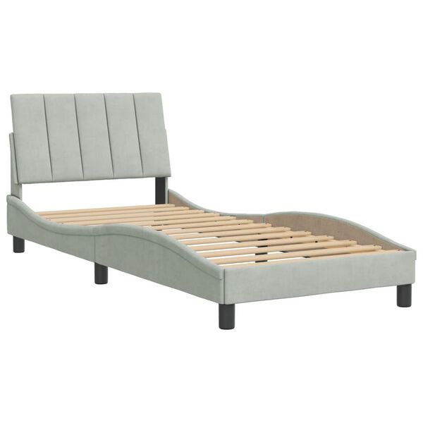 vidaXL Cadre de lit sans matelas Hanko gris clair 90x190 cm velours