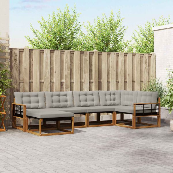 vidaXL Ensemble de canap&eacute;s d'ext&eacute;rieur 6 pcs Gris Naturel et Clair