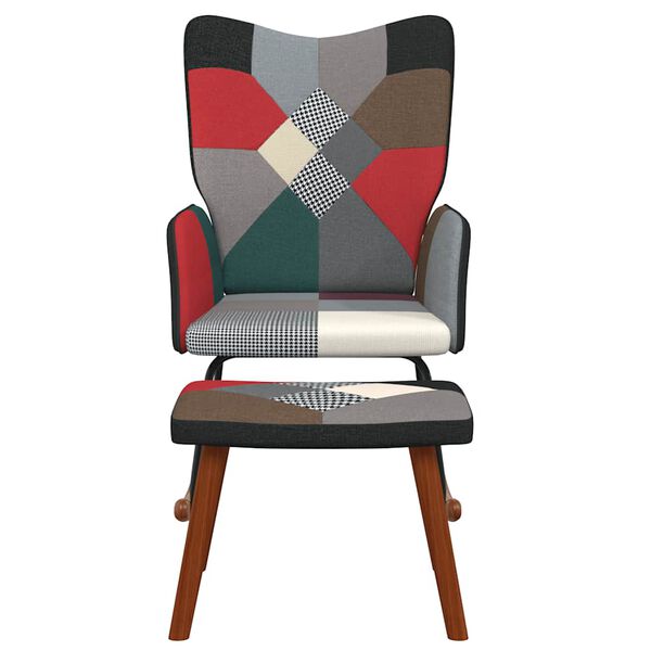 vidaXL Chaise &agrave; bascule avec tabouret Patchwork Tissu