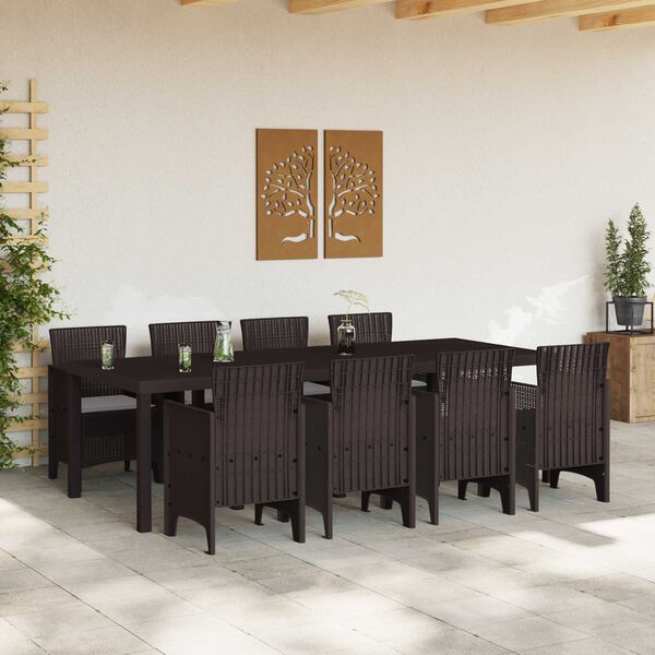vidaXL Ensemble de salle &agrave; manger pour jardin 9 pcs Marron