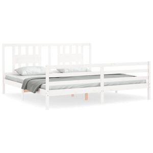 vidaXL Cadre de lit sans matelas blanc 200x200 cm bois massif