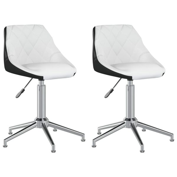 vidaXL Chaises pivotantes &agrave; manger lot de 2 blanc et noir similicuir