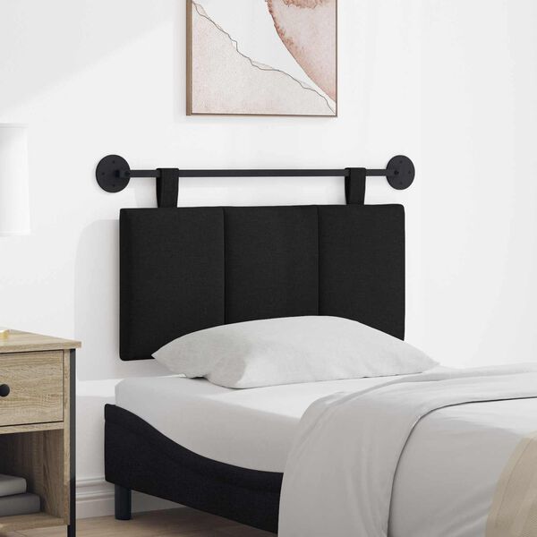 vidaXL T&ecirc;te de lit suspendue Montage mural Noir 90 x 55 x 5 cm tissu