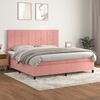 vidaXL Sommier &agrave; lattes de lit avec matelas Rose 200x200 cm Velours