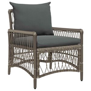 vidaXL Chaise de jardin avec coussin Gris 73 x 61 x 77 cm polyrotin
