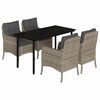 vidaXL Ensemble &agrave; manger de jardin et coussins 5 pcs gris clair rotin