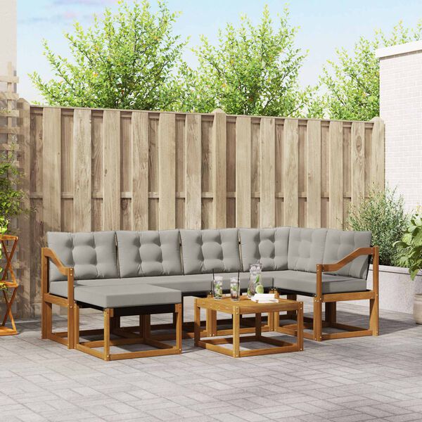 vidaXL Ensemble de canap&eacute;s d'ext&eacute;rieur 7 pcs Gris Naturel et Clair