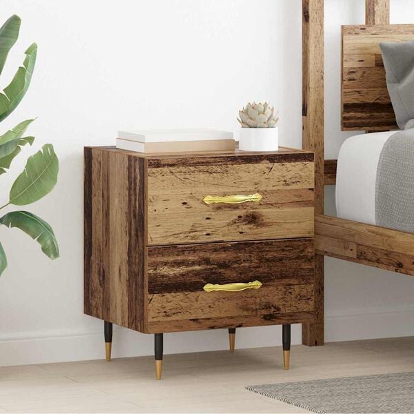 vidaXL Cabinet de chevet avec tiroir Bois ancien 40 x 35 x 47,5 cm