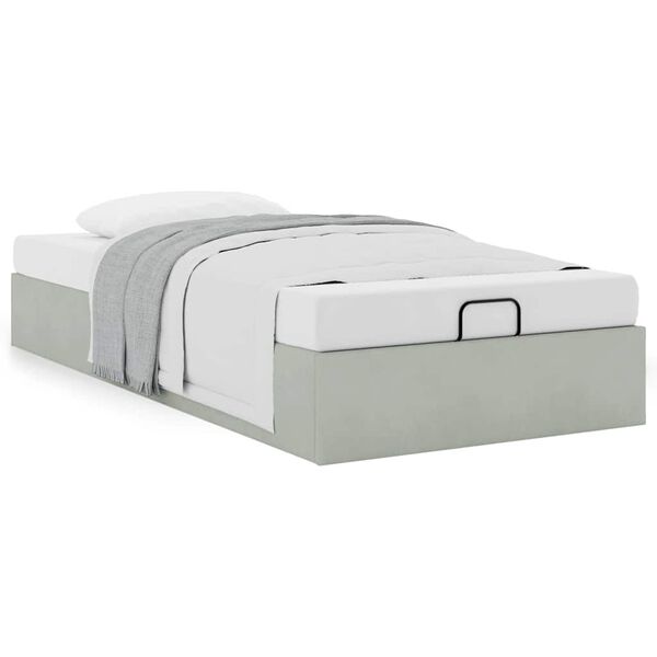 vidaXL Cadre de lit ottoman sans matelas gris clair 100x200 cm velours