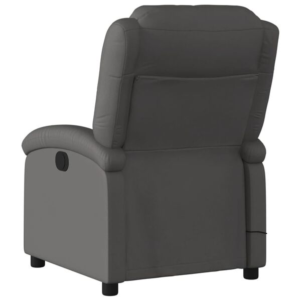 vidaXL Fauteuil de massage inclinable gris cuir v&eacute;ritable