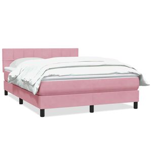 vidaXL Sommier &agrave; lattes de lit avec matelas rose 140x220 cm velours
