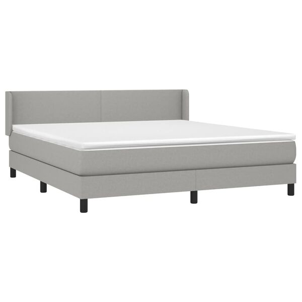 vidaXL Sommier &agrave; lattes de lit avec matelas Gris clair 160x200cm Tissu